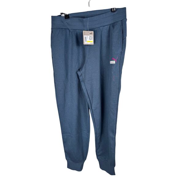 Puma Women's Fleece Sweatpants Essential Logo GRAY SKIES NWT SIZE M - Picture 3 of 9